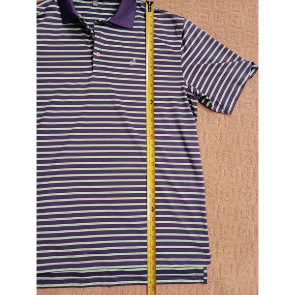 Peter Millar Polo Mens Large Purple & Green Striped Short Sleeve Summer Comfort - Picture 5 of 8